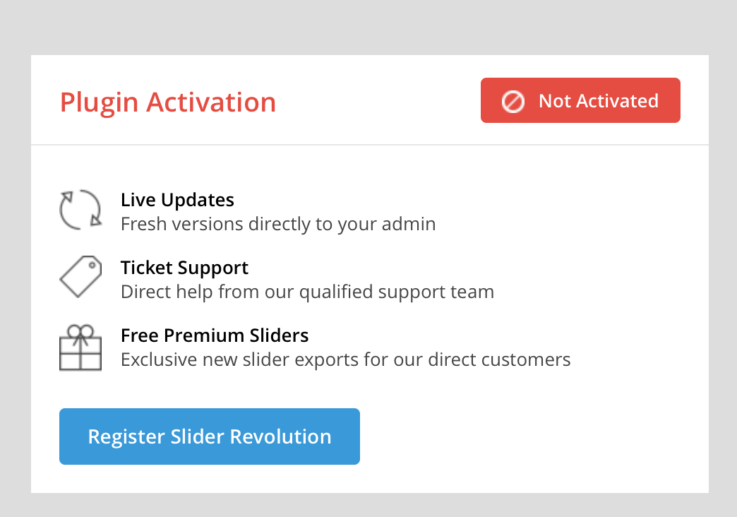 Rev slider activation